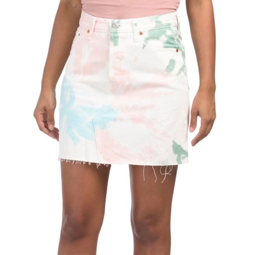 Levi’s High Rise Tie Dye Deconstructed Mini Skirt Size 26